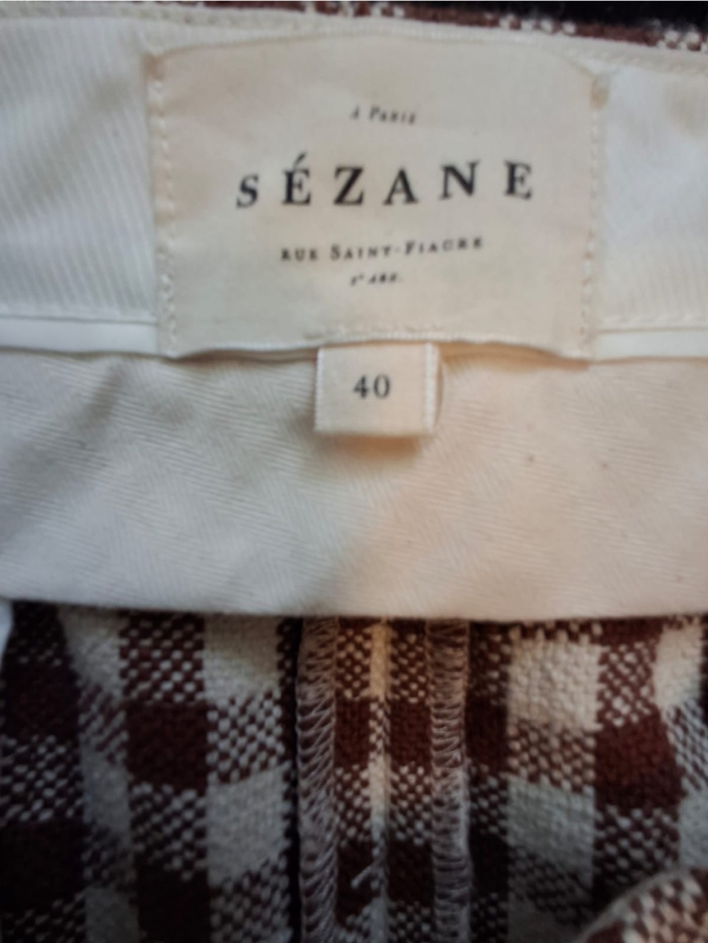 Sezane Martin Crop Trousers - Brown/Ecru gingham - Picture 5 of 8